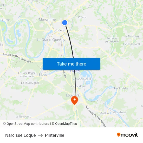 Narcisse Loqué to Pinterville map