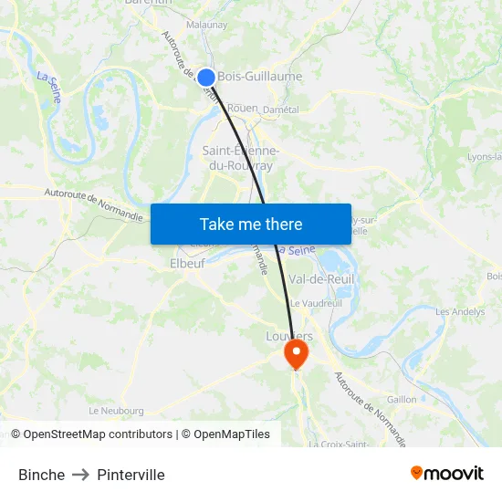 Binche to Pinterville map