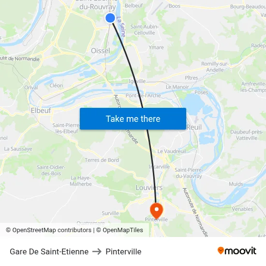 Gare De Saint-Etienne to Pinterville map