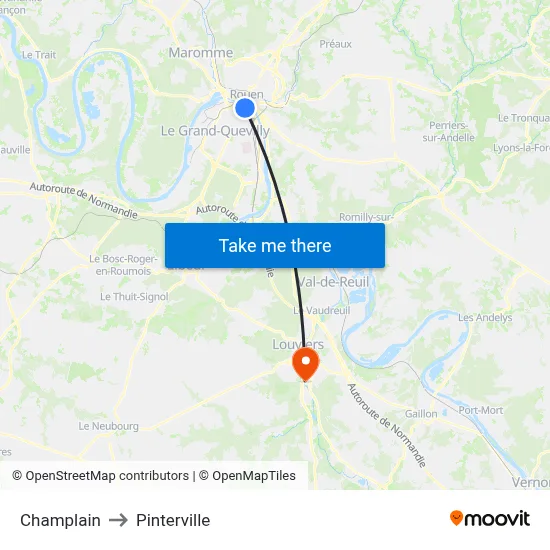Champlain to Pinterville map