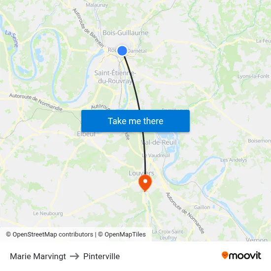 Marie Marvingt to Pinterville map