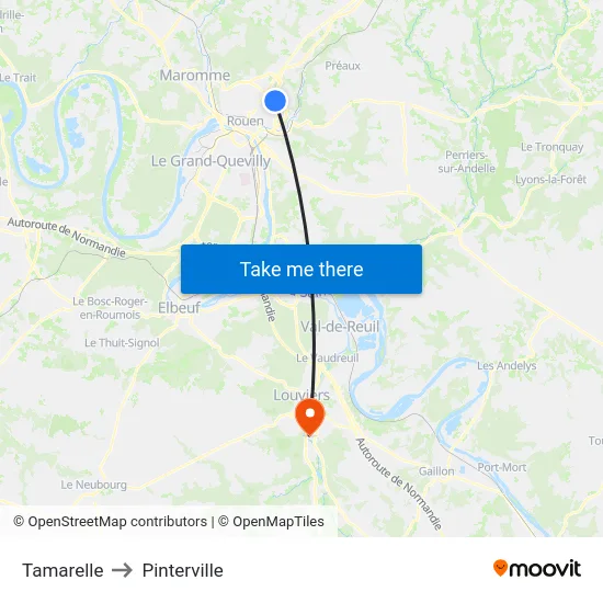 Tamarelle to Pinterville map