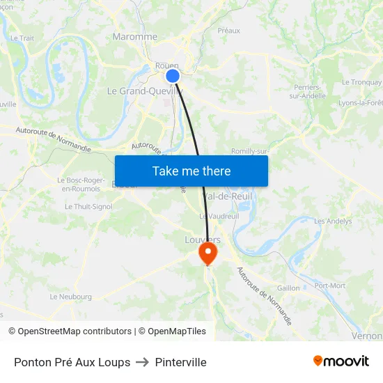 Ponton Pré Aux Loups to Pinterville map