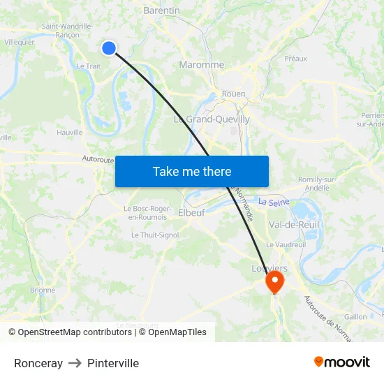 Ronceray to Pinterville map