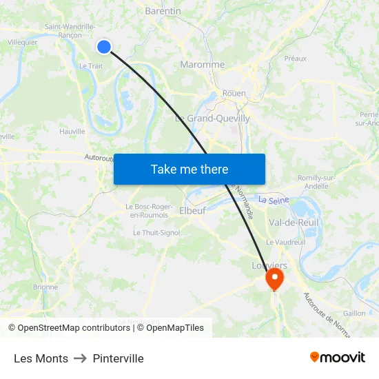 Les Monts to Pinterville map