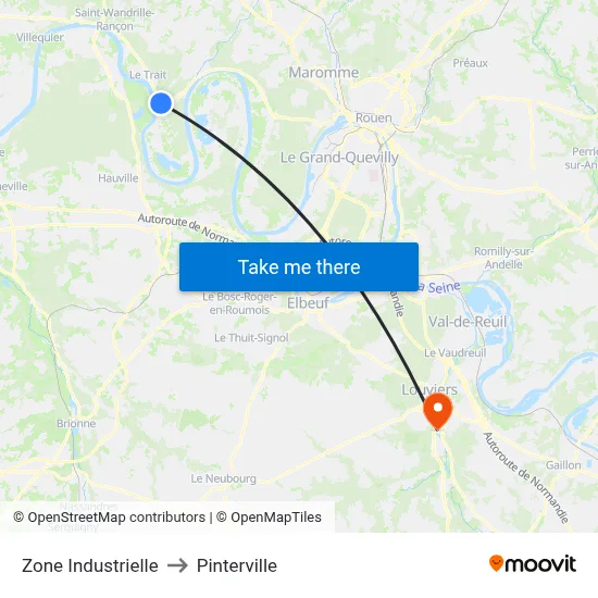 Zone Industrielle to Pinterville map