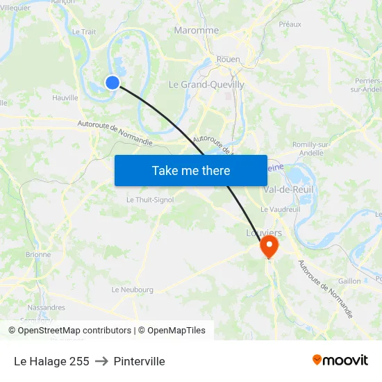 Le Halage 255 to Pinterville map