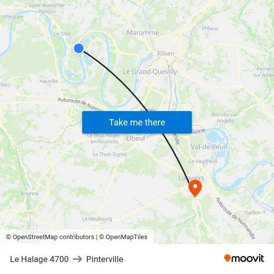 Le Halage 4700 to Pinterville map