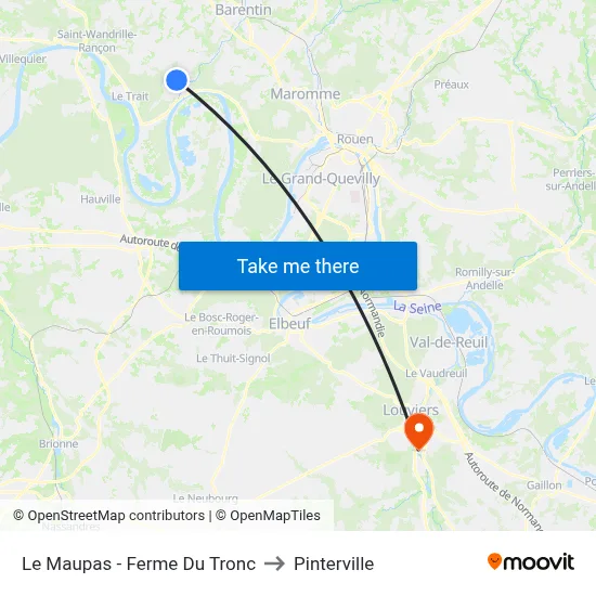 Le Maupas - Ferme Du Tronc to Pinterville map