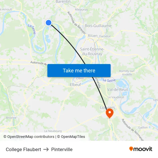 College Flaubert to Pinterville map