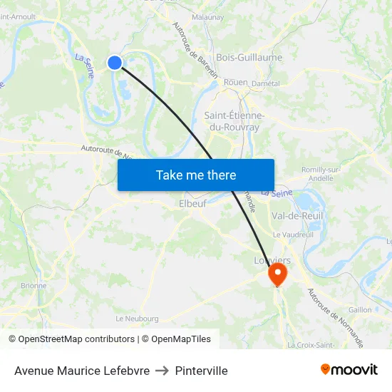 Avenue Maurice Lefebvre to Pinterville map