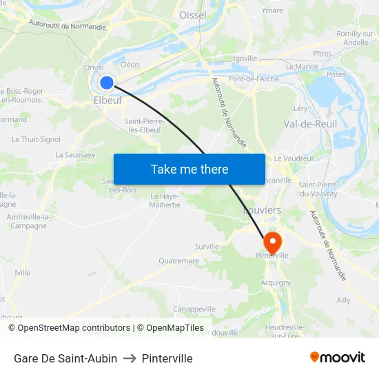 Gare De Saint-Aubin to Pinterville map