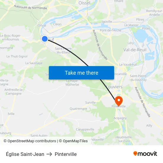 Église Saint-Jean to Pinterville map