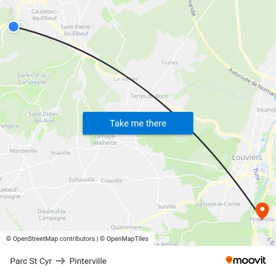 Parc St Cyr to Pinterville map