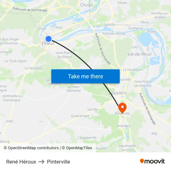 René Héroux to Pinterville map