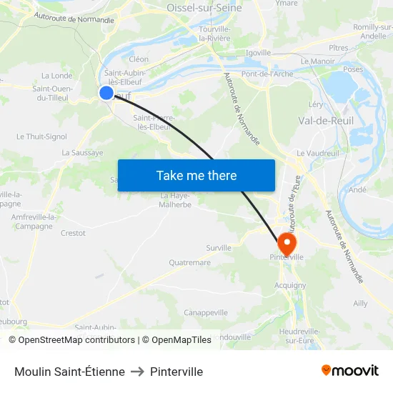 Moulin Saint-Étienne to Pinterville map