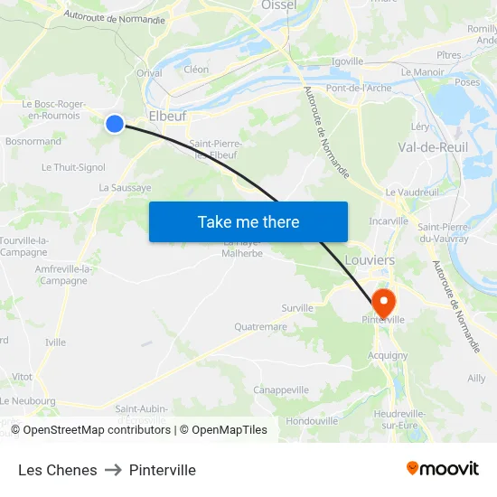 Les Chenes to Pinterville map