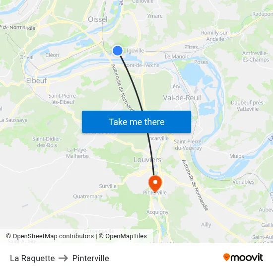 La Raquette to Pinterville map
