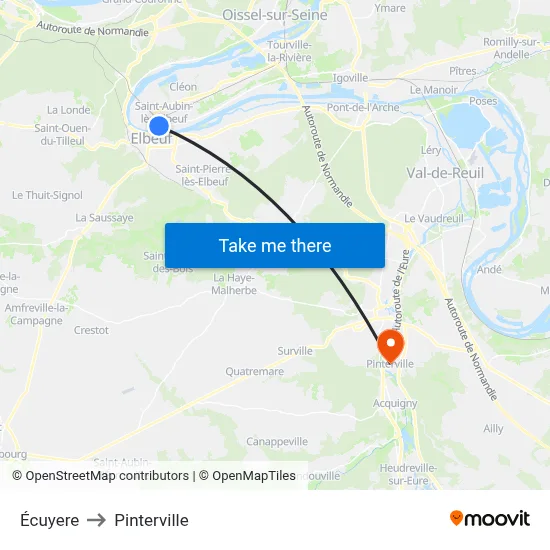 Écuyere to Pinterville map