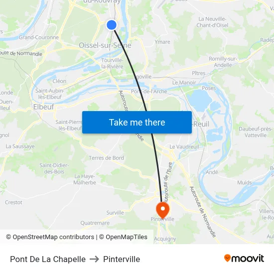 Pont De La Chapelle to Pinterville map