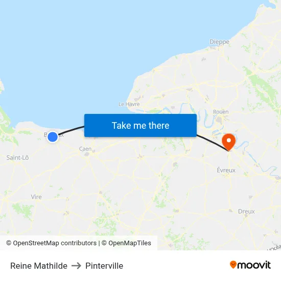 Reine Mathilde to Pinterville map