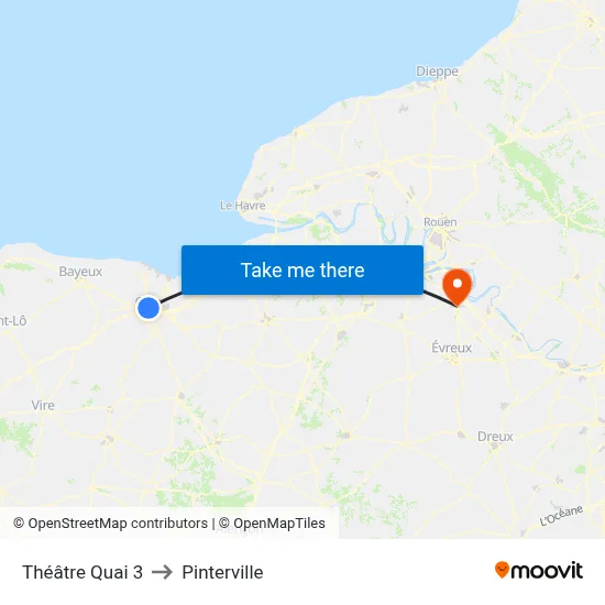 Théâtre Quai 3 to Pinterville map
