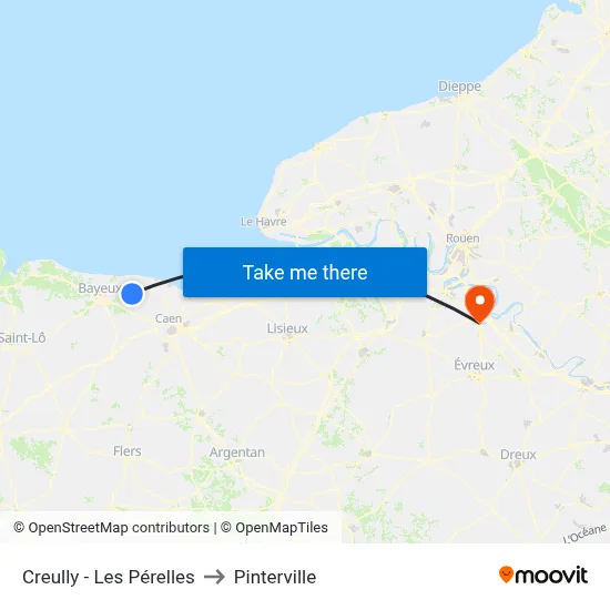Creully - Les Pérelles to Pinterville map