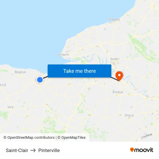 Saint-Clair to Pinterville map