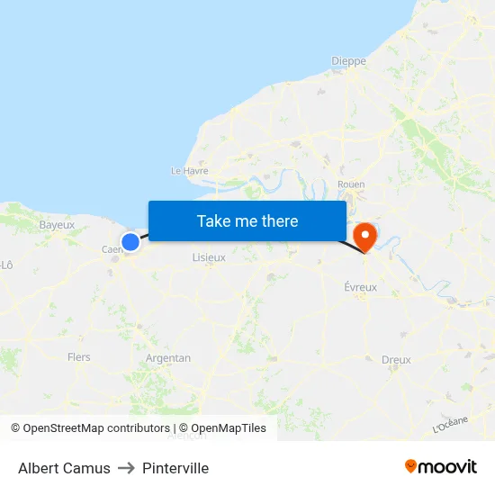 Albert Camus to Pinterville map