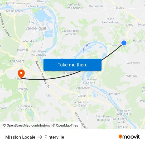 Mission Locale to Pinterville map