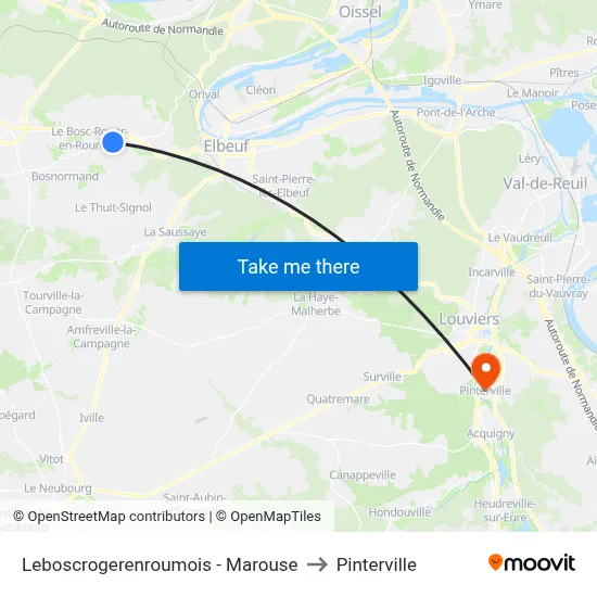 Leboscrogerenroumois - Marouse to Pinterville map