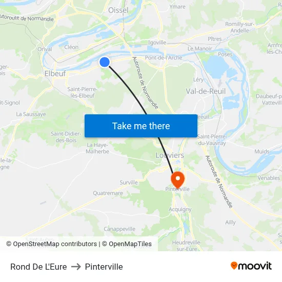 Rond De L'Eure to Pinterville map