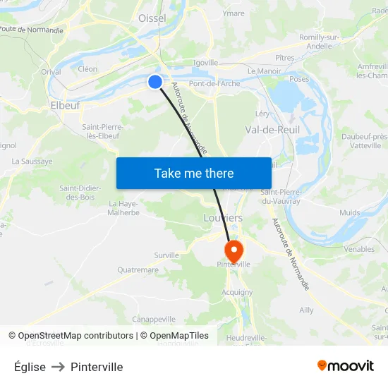 Église to Pinterville map