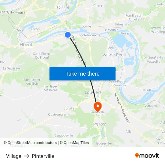 Village to Pinterville map