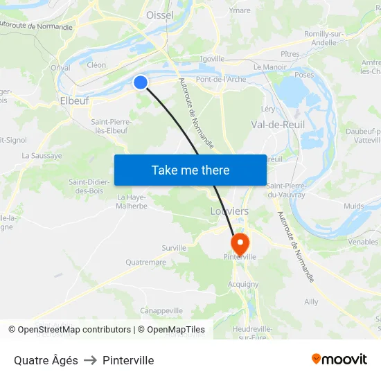 Quatre Âgés to Pinterville map