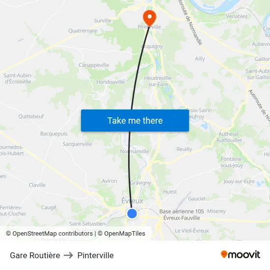 Gare Routière to Pinterville map