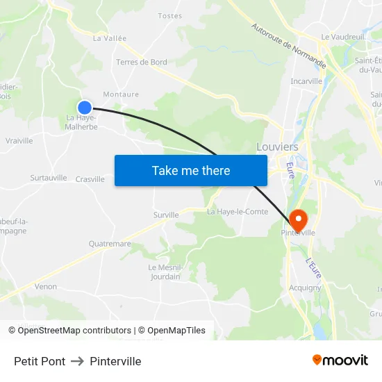 Petit Pont to Pinterville map