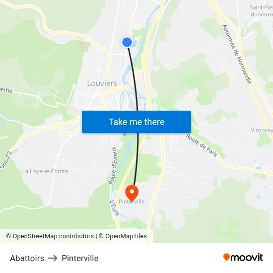 Abattoirs to Pinterville map