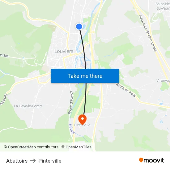 Abattoirs to Pinterville map
