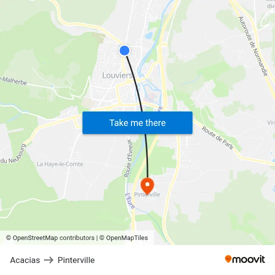 Acacias to Pinterville map