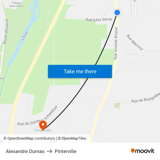 Alexandre Dumas to Pinterville map