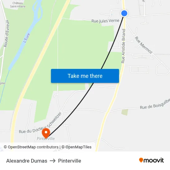 Alexandre Dumas to Pinterville map