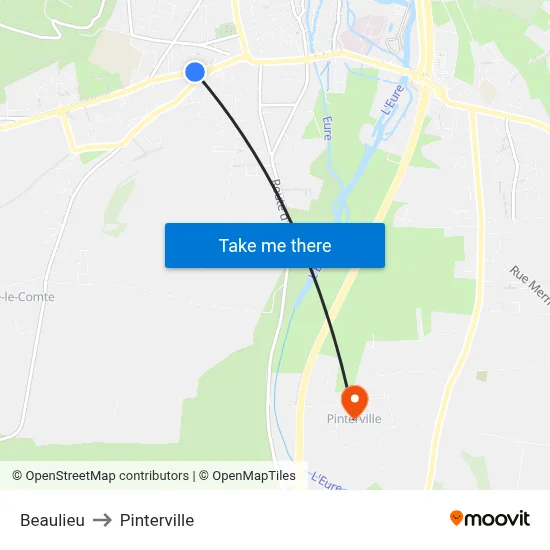 Beaulieu to Pinterville map