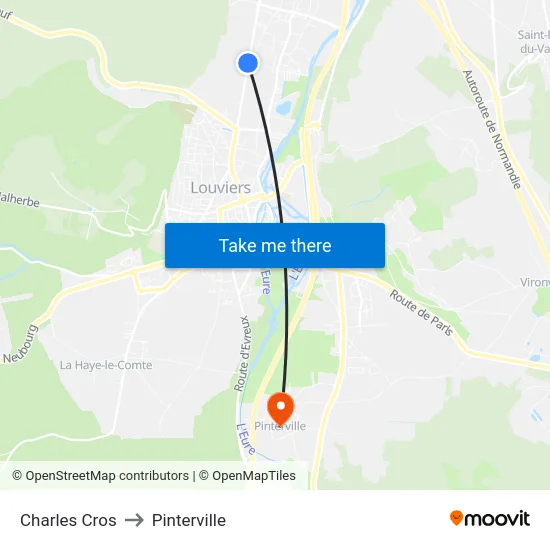 Charles Cros to Pinterville map