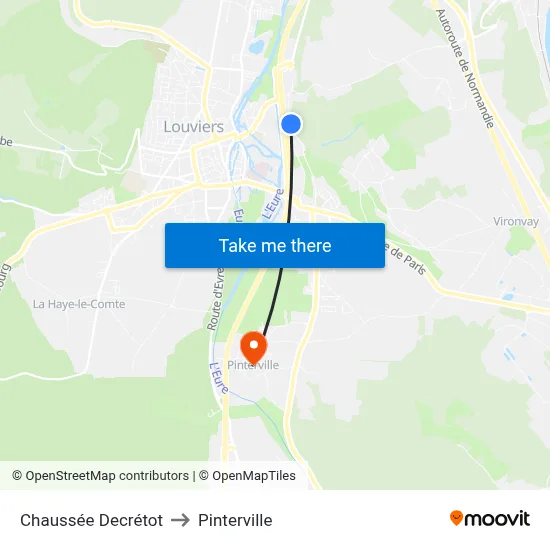 Chaussée Decrétot to Pinterville map