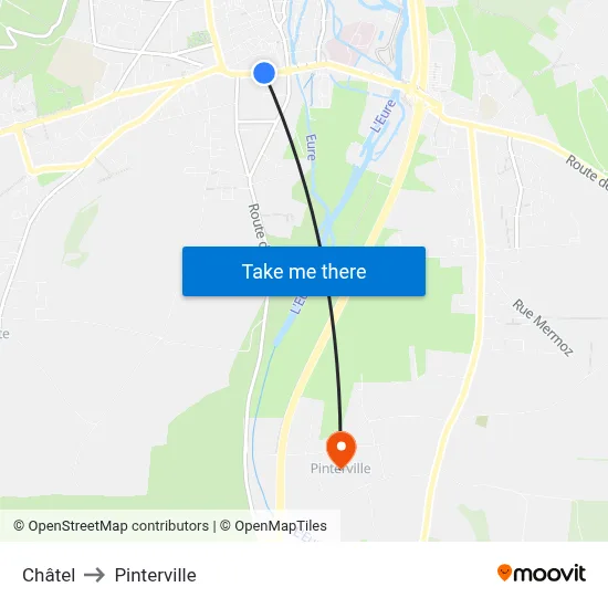 Châtel to Pinterville map