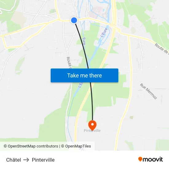 Châtel to Pinterville map