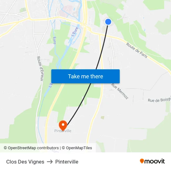 Clos Des Vignes to Pinterville map