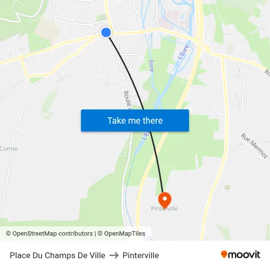 Place Du Champs De Ville to Pinterville map