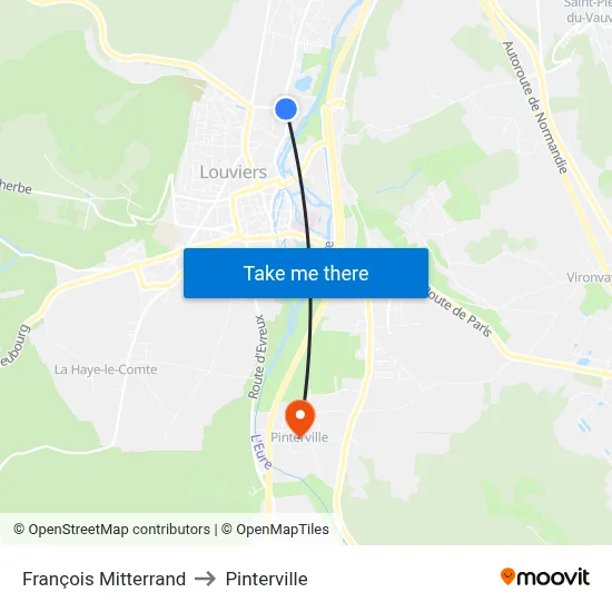 François Mitterrand to Pinterville map